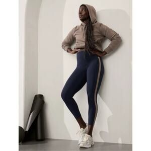 Athleta Womens Size Large Elation Colorblock 7/8 Tight Ultra Hi Rise Navy Pyrite